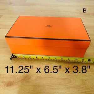 Hermes Gift Box - med orange EMPTY box for shoes, 11.25" x 6.5" x 3.8" [B]